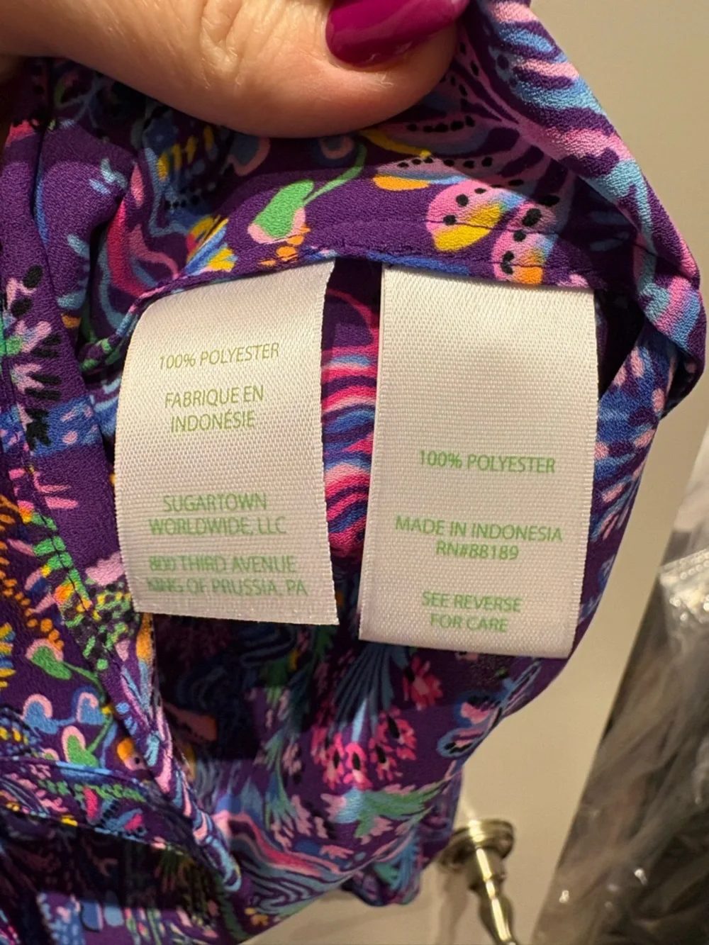 Lilly Pulitzer Purple Multicolor Floral V-Neck Blouse - Picture 4 of 4